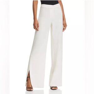 Theory Side-Slit Crepe Pants, Off White, Size 4, NWT